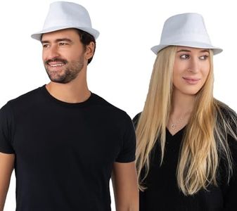 Dress Up America Fedora Hat - Black Fedora for Men and Women - Trilby Costume Hat for Adults - Available in Black and White