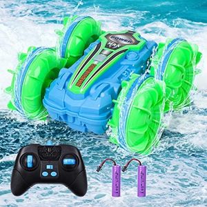 ThinkMax Voiture télécommandée amphibie, rotative à 360°, étanche, pour Enfants, 4 WD, Jouet Tout-Terrain