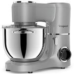 Vospeed Stand Mixer 1500W 8L Cake Mixer Electric Kitchen Food Mixer with Stainless Steel Bowl, Beater, Dough Hook, Whisk for Baking, Dishwasher Safe (Black) (Grey)