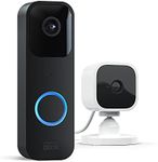 Blink Video Doorbell + Blink Mini (White) | Two-way audio, HD video, long-lasting battery life, motion detection, chime app alerts, Works with Alexa (Black)