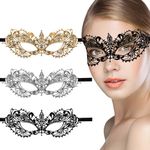 Risipu 3Pcs Masquerade Masks Masquerade Ball Masks for Women Sexy Lace Eye Mask Half Face Mask for Venetian Carnival Costume Party Cosplay Women Girl Ladies Halloween Mardi Gras