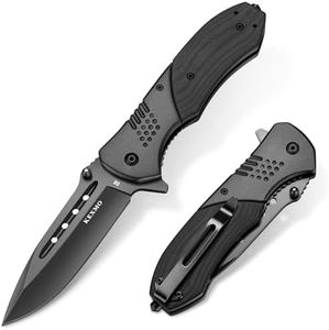 KEXMO Folding Pocket Knife with 3.46" D2 Steel Blade and G10 Handle Small Camping Knife with Clip for Men Women EDC Outdoor Survival Fishing, Black