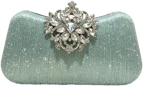 2026 Sparkly Silver Rhinestone Clasp Clutch Purse for Women Crystal Evening Bag Glam Handbag for Party Wedding Cocktail(S-Mint Green)