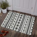 Lahome Boho Geometric Washable Area Rug - 2' X 3' Entryway Small Throw Rug Non-Slip Accent Distressed Rugs Floor Carpet for Door Mat Bathroom Bedroom Kitchen Rug (2' X 3',Black & Off-White)