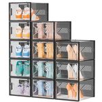 SIMPDIY Shoe Storage Box,12 pcs Shoe Box Clear Plastic Stackable, Shoe Organizer Containers with Lids for Women/Men,Fit up to UK 12