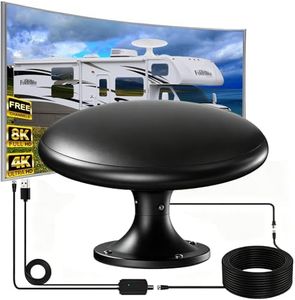 RV TV Antennas for Camper, RV Antenna Roof Mounted, 720° Long Range Omni Directional Reception Digital HD Antenna Signal, with Super Signal Booster, 35ft HDTV Cable (Dark Black)