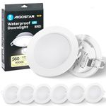 Aigostar LED Downlights for Ceiling 4.8W 560LM, Ultra Slim LED Recessed Ceiling Spot Lights 4000K Neutral White IP65 Waterproof Spotlights Ceiling Lights for Bathroom Kitchen Hallway, 6 Pack