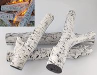 Birch Gas Fire Log Set – 4 Realistic, Highly Detailed Ceramic Logs – For Gas Fires, Electric Fires And Fire Pits – Firebrand Direct