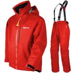 Navis Marine Bass Fishing Rain Gear Suits for Men Women Waterproof Jacket with Bib Pants Overalls Breathable (Red, Large)