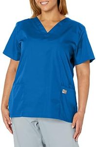 Landau Scrub Zone Relaxed Fit 2-Pocket V-Neck Scrub Top for Women 70221, Royal Blue, 5X-Large Plus