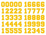 Premium Stickers Sports Number Stickers Decals 1.25'' Helmet Numbers for Hockey, Baseball, Football, Lacrosse, Rugby and More (Yellow)