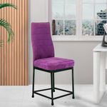 Bloom Nx Purple Velvet Upholstered mild Steel Metal Dining Chair with Padded Seat, Black Metal Legs (1, Velvet Purple, Single Seater 16 * 16 inches)