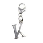 Initial Letter K Alphabet Sterling Silver Clip-On Charm - for Thomas Sabo Style Charm Bracelets - Letter Jewellery