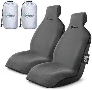 TESFEEL Car Seat Cover Towel, Waterproof Terry Cloth Car Seat Cover Universal Fit for Cars, SUVs, Pickups, Washable Car Seat Protector Brand Customized(Gray,2pcs)
