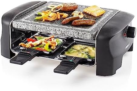 Princess Raclette Grill for up to 4 People with Stone Grill and Adjustable Heat Settings, 600 Watt, Black, 162810