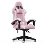 Racingreat Gaming Chair, Video Game Chair, Ergonomic Gaming Chair for Adults, Height Adjustable Reclining Computer Chair with Headrest and Lumbar Support (Without RGB, Pink)