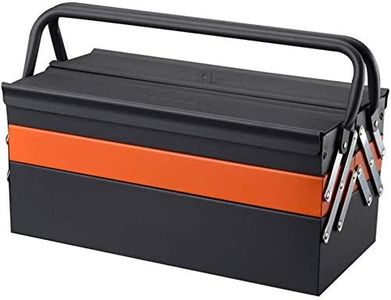 Edward Tools Portable Metal Tool Box with 3 Level Fold Out Organizer Storage - Heavy duty metal frame with smooth metal cantilever latchets - Rust/Scratch Resistant Finish - Hand Carry