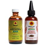Tropic Isle Jamaican Black Castor Oil 4oz and Strong Roots Red Pimento Hair Growth Oil 4oz"SET"