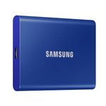 Samsung T7 1TB, Portable SSD, up to 1050MB/s, USB 3.2 Gen2 + 2mo Adobe CC Photography, Gaming, Students & Professionals, External Solid State Drive (MU-PC1T0H), Blue