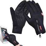 Ytuomzi Winter Gloves Touch Screen Warm Gloves Cold Weather Windproof Cycling Driving Riding Bike Telefingers Thermal Gloves Non-Slip Silicone Gel Adjustable Full Finger Mittens (Black, Small)