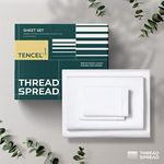 THREAD SPREAD Cooling 100% Tencel Lyocell Bed Sheets Set 4PC- Cool Breathable Extra Soft Sheets - Natural Silky Material, Moisture Wicking - Softest Cooling Eucalyptus Sheets (White, California King)