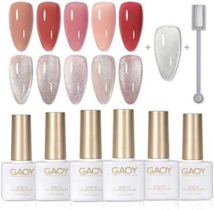 GAOY Gel Nail Polish Set in Jelly Red Pink Nude with Glitter Cat Eye Gel and Magnet for Christmas Nails Manicure and Nail Art DIY at Home - Rosy Haze