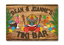 Personalised TIKI Bar Sign METAL Plaque Cocktail Tropical Home Pub Outdoor Beach Good Luck Shed Man Cave. (A5 (197 x 141mm))