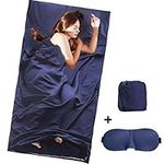 Sleeping Bag Liner Portable Sleep Sack Lightweight Travel Camping Sheet with 3D Eye Cover Sleeping Mask for Hotel Hiking Picnics