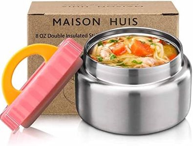 MAISON HUIS 8oz Soup Thermo Wide Mouth Vacuum Insulated Food Jar for Hot&Cold Food, Leak Proof Stainless Steel Kids Lunch Container for School Travel(Pink)