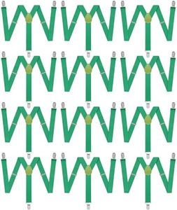 Suspenders for Men Heavy Duty – Adjustable 1” Y-Back Men's Suspenders for Dress Pants | Strong Metal Clips, Durable Elastic Straps, Leather Reinforcement – Comfortable, Formal, Pack of 12