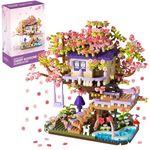 Seyaom Cherry Blossom Tree House Building Blocks Set with LED Light, 1275 Pcs Flower House Bonsai Tree Building Blocks Toy, Flowers Botanical Gift for Adults Kids Age 8+