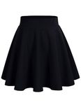 Zeagoo Women Basic Skirt Elegant A-Line Stretchy Skater Skirt High Waist Solid Color Tennis School Short Skirt Mini Skirt Black