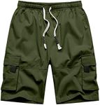 NANAMEEI Mens Cargo Shorts Casual Hiking Shorts Drawstring Summer Shorts, Army Green, 2XL