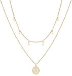 Slyph Charm Necklace 14K Gold Plated Layered Choker Statement Necklaces for Women Trendy Y-Shaped Necklace with Gold Coin Pendant