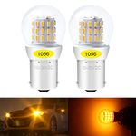 DEFANSY - Pack of 2 - Amber/Yellow 1056 BAU15S PY21W 7507 12496 5009 RY10W Extremely Bright LED Light 3014 39 SMD For Turn Signal Lights Tail Blinker Side Marker Bulbs 10V-30V DC