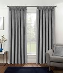 Enhanced Living Velvet Grey Thermal 100% Blackout Curtains with Tape Top - 46 x 54 Inch (117 x 137cm) - Supersoft Energy Saving & Noise Reducing Curtains for Living Room & Bedroom.