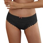 Panties for Women Crochet Lace Up Panty Sexy Hollow Out Underwear Hot Lingerie Panty Back Waist Crossing Design Plus Size Black