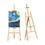 Grandink® Premium Artist Wooden Easel Stand 5 FEET with Angle and Height Adjustment for Canvas Painting Display 5 ft [154 cm]