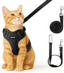 Cat Harness and Leash for Walking, Cat Car Harness, Escape Proof Soft Adjustable Vest Harnesses for Cats, Easy Control Breathable Reflective Strips Harness, Kitten Harness and Leash Set, Black, S
