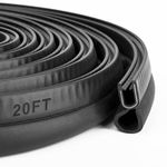 Car Trim Seal with Top Bulb - 20 Feet Car Door Rubber Seal Strip, Fits 1/16" Edge, Automotive Weather Stripping for Cars, Boats, RVs, Trucks, and Home Applications