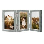 Afuly 4x6 Picture Frame 3 Triple Hinged Collage Picture Frames Folding Three Photo Frames, Grey Wooden Multi Picture Frame Tabletop Decor Gifts for Mothers Day Birthday Family Friends