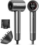 Hair Dryer - Negative Ionic Blow Dryer with 170000 RPM High Speed Brushless Motor for Fast Drying, Low Noise, HD Display Hair Dryer with Diffuser and Nozzle, 5 Temps & 2 Speeds