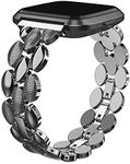 TOYOUTHS Metal Link Compatible with Fitbit Versa 2 Watch Band/Versa Lite/Versa Bands for Women Stylish Dressy Strap Bracelet Replacement Wristbands Accessories for Versa 2 Special Edition, Black