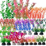 COMSUN 25 Pack Artificial Aquarium Plants, Small Size 4 inch Approximate Height Fish Tank Decorations Home Décor Plastic Orange