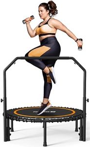BCAN 450/550 LBS Foldable Mini Trampoline, 40"/48" Fitness Trampoline with Bungees, U Shape Adjustable Foam Handle, Stable & Quiet Exercise Rebounder for Adults Indoor/Outdoor Workout-Orange