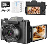 Digital Camera - 4K AutoFocus with 16X Digital Zoom 56MP - Vlogging Camera for YouTube with 3.0 Inch 180° Rotation Flip Screen Compact Camera for Beginners Adults with 32GB Micro SD Card & 2 Batteries