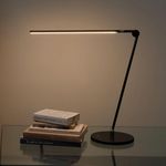 Brightech Libra LED Table Lamp - Contemporary Minimalist Thin Compact Desk Lamp - Adjustable Pivoting LED Head with Built-in Dimmer and Color Changing LED - Black