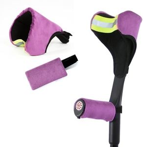 Elbow Brace Protective Cover Set, Hand Grip & Elbow Protection Sleeve Pads for Crutches, Shock-Absorbing Forearm Support, Anti-Slip Comfort Fit for Small to Medium Hands, Dark Purple