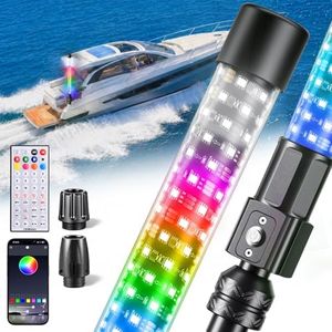 Ehaho 3FT LED Boat Navigation Light with Bluetooth APP & Remote, DIY Colors & 400+ Patterns NavLight Show Boat Whip Lights, Nav Lights Pole Anchor Running Stern Light for Boats