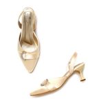 Marc Loire Women Slip on Embellished Kitten Heel Pumps (Gold, 4)